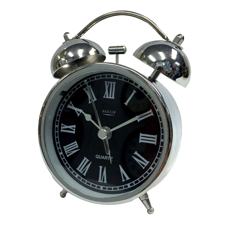 B3-2SIL 9cm metal bell alarm clock in silver