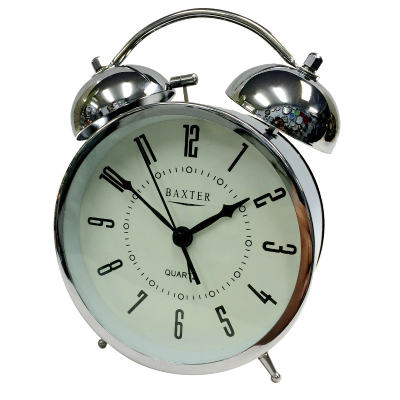 B4-2SIL 11cm bell alarm clock in silver