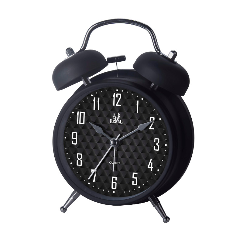 PT256-BLK Quartz bell alarm clock in black