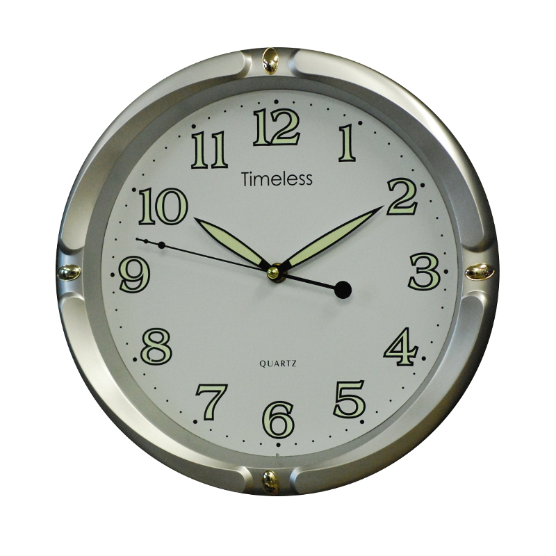 MJ17-2 31cm wall clock in silver - luminous