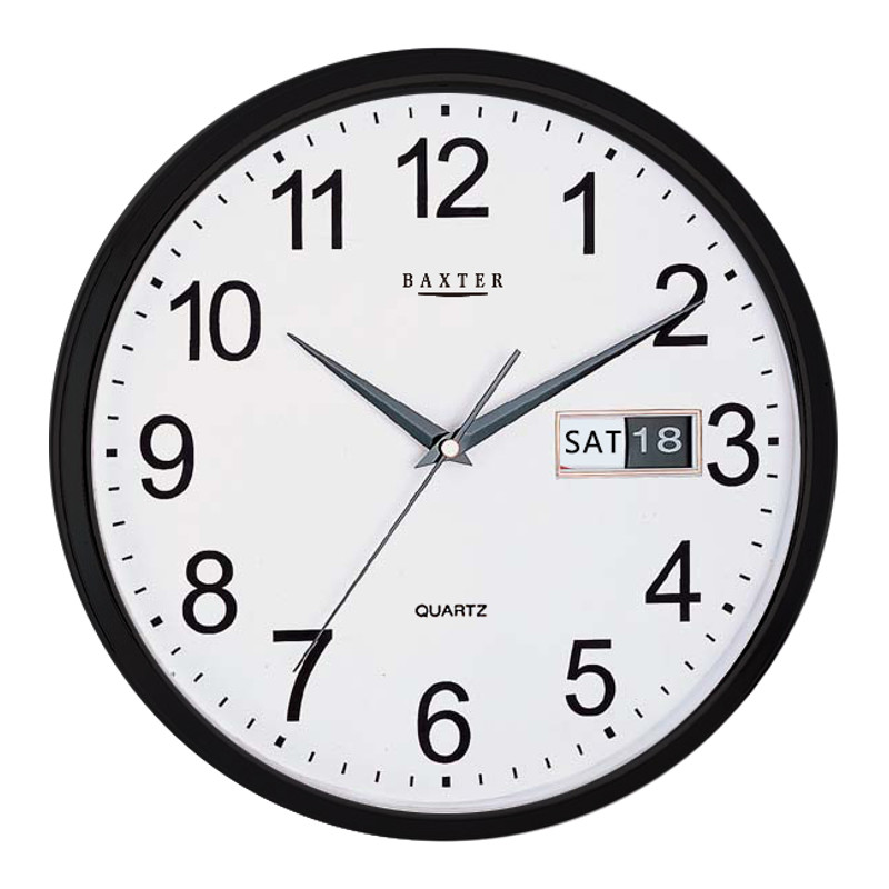 PW009-BLK 32cm wall clock with date display