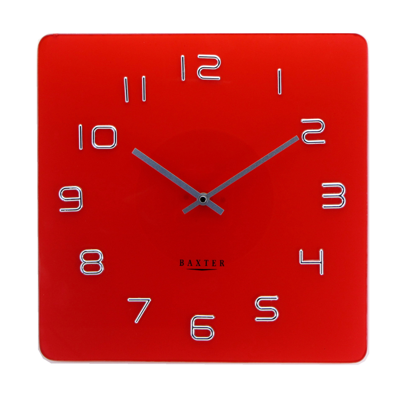 PW7008RED 35cm glass wall clock