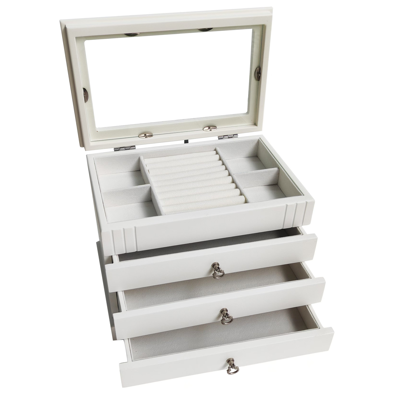 PJB300WHT Satin finish jewellery box