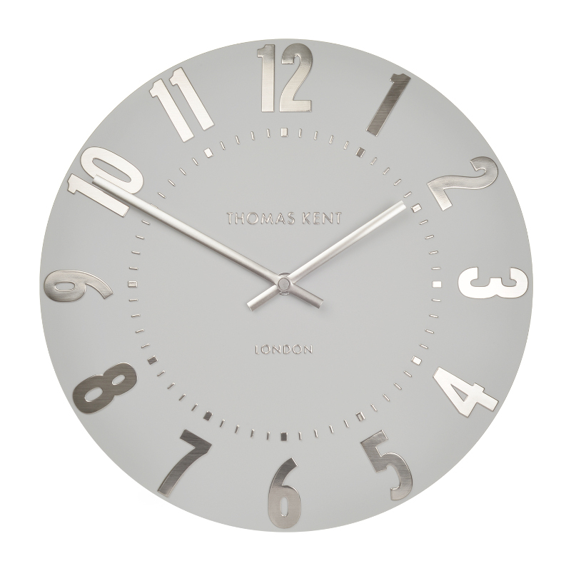 CA20314 51cm Mulberry wall clock in silver cloud