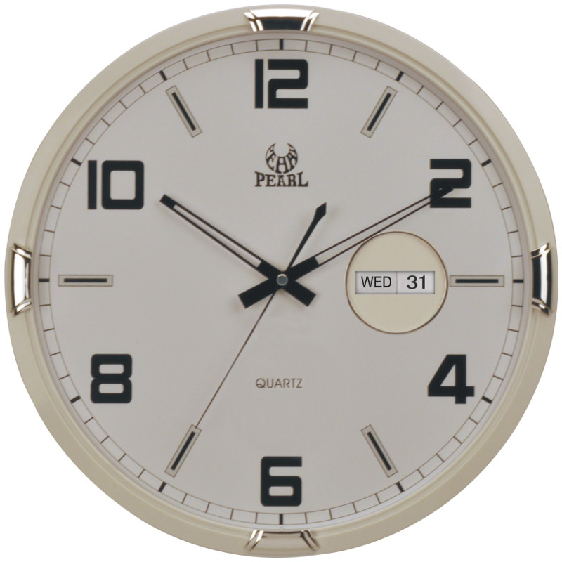 PW184-3WHT 36cm wall clock with date display