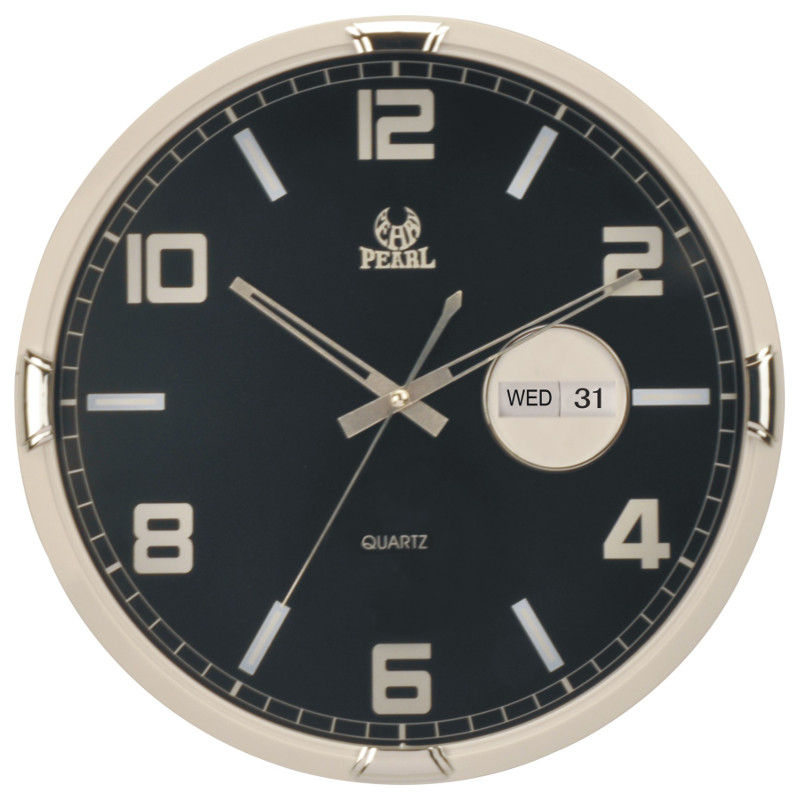 PW184-4BLK 36cm wall clock with date display